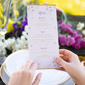 Menu de mariage botanique d’automne, Menu de mariage de mariage, Menu de mariage floral d’automne, Menu de mariage rustique