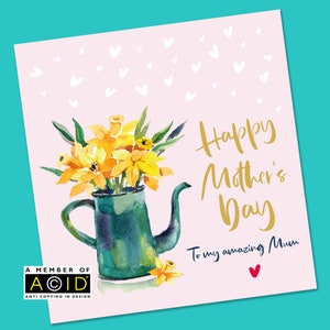 Muttertagskarte | Mutter-Tages-Karte | Blumen Mutter-Tageskarte | Narzissen Muttertagskarte | Karte von Tochter | Handgemachte Karte