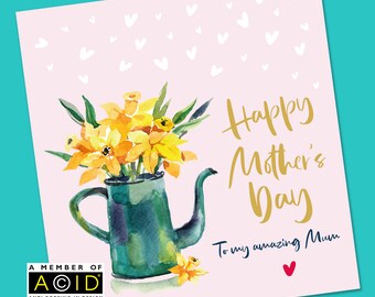 Mother's Day Card | Mothers Day Card | Floral Mothers Day Card | Daffodils Mothers day card | Card from Daughter | Handmade Card