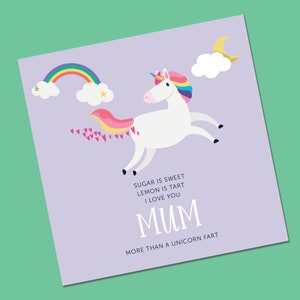 Funny Mother&#39;s Day Card - Unicorn Mother&#39;s Day Card - Silly Mothers Day Card - Funny Mothers Day Card - Mothers day gift - Silly Fart Card