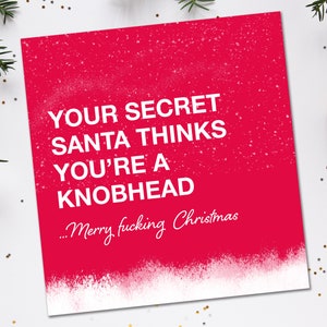 Grappige kerstkaart, geheime kerstman, onbeleefde kerstkaart, grappige kerstkaart voor haar, grappige kerstkaart voor hem