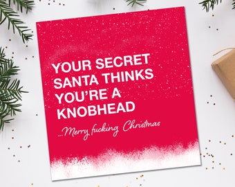 Funny Christmas Card, Secret Santa, Rude Christmas Card, Funny Christmas Card for her, Funny Christmas card for him
