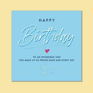 Carte d’anniversaire pour fils, Carte d’anniversaire à fils, Anniversaire simple pour lui, Anniversaire chic pour lui, Anniversaire personnalisé pour lui