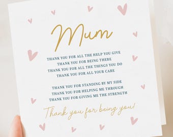 Poem Mother’s Card, Birthday Day Card From Daughter, for Mum, Happy Mothers Day , Personalised Mothers Day Gift, 350gsm luxury quality card