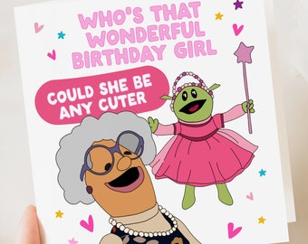 Funny Girlfriend Birthday Card, Who's That Wonderful Girl Birthday Cards For Wife, Nanalan Anniversary Card, TikTok Meme Card For Her