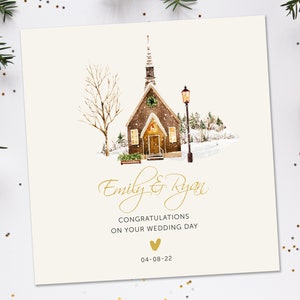 Winterhochzeitskarte, Weihnachtshochzeitskarte, Personalisierte Hochzeitskarte, Brautpaar Karte, Florale Hochzeitskarte, Wildblumenhochzeitskarte