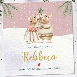 Kerstkaart voor vrouw | Gepersonaliseerde Vrouw Kerstkaart | Vrouw kerstkaart pinguïn | Gepersonaliseerde vrouw kerstkaart met pinguïn