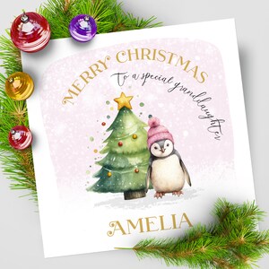 Tarjeta de Navidad para niñas, tarjeta de Navidad personalizada para hija, tarjeta de Navidad para hija, tarjeta de Navidad para sobrina, tarjeta de Navidad para nieta