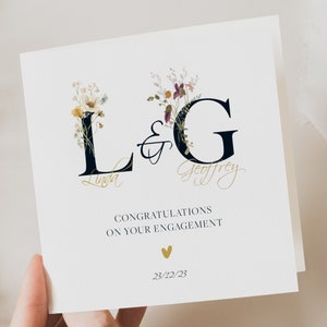 Tarjeta de compromiso, Tarjeta de compromiso personalizada con iniciales, Felicitaciones personalizadas por su tarjeta de compromiso, Tarjeta de compromiso