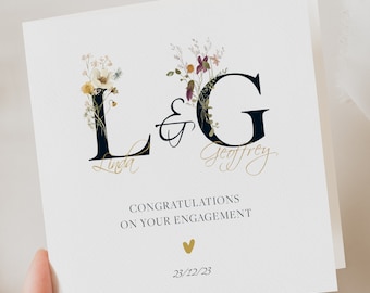 Engagement Card, Initials Personalised Engagement Card, Personalised Congratulations on your Engagement card, You're engaged card