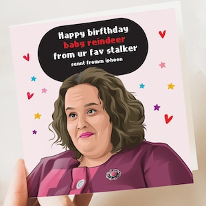 Cartão de aniversário engraçado, cartão de aniversário de rena de bebê, cartão Netflix engraçado, cartões de aniversário para ele, para ela, meme de cartão de aniversário, série de TV, Stalker