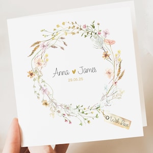 Personalised Wedding Floral Card | Newly Married Couple Greeting | Congratulations Wedding Card | Wedding Gift Card | Wild Floral