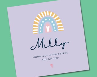 Personalised Good Luck in your Exams Card - GCSE Good Luck Cards - Exam Good Luck Card - Personalised good luck card -Good Luck Gift -  GL02