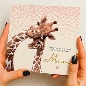 Tarjeta del día de la madre / tarjeta del día de la madre / tarjeta del día de la madre de vaca de las tierras altas / tarjeta del día de la madre de jirafa / tarjeta del día de la madre de mamá / tarjeta de hija / tarjeta para nana
