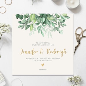 Carte de mariage, Carte de mariage personnalisée, Carte de beau-fils, Carte de fille et de gendre, Carte de mariage florale