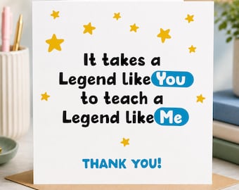 Tarjeta divertida para el profesor, Tarjeta de agradecimiento para el profesor legendario, Tarjeta personalizada para el profesor, Tarjeta para el profesor, Tarjeta de fin de trimestre para el profesor, Auxiliar docente