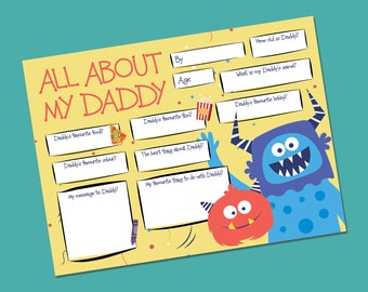 Vaderdagkaart, Vaderdagkaart, cadeau, verjaardagskaart, gepersonaliseerde vraag en antwoord interview, aandenken, grappige kaart voor papa, peuter, kinderen, kinderen