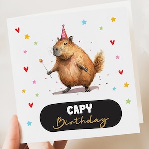 Tarjeta de cumpleaños de capibara - Tarjetas de feliz cumpleaños de capibara - Regalo para amantes de los capibaras - Animales, juego de palabras, divertido regalo de Galentines para su amor