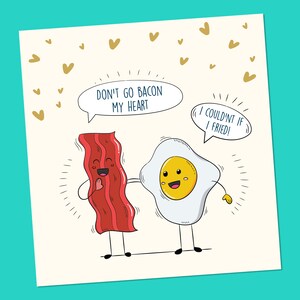 Tarjeta de San Valentín divertida, Para novio, novia Tarjeta de San Valentín divertida, Esposa, Esposo, Prometido, Tarjeta de San Valentín divertida para él, Tocino y huevos