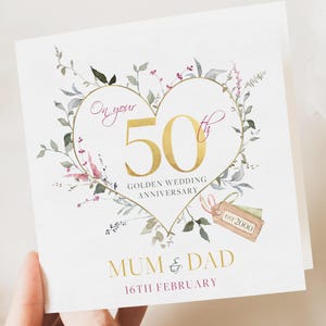 金婚式記念カード - 結婚 50 周年カード、金婚式 - 祖父母 - お母さんとお父さん、友人、結婚 50 周年おめでとう