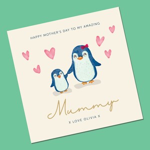 Muttertagskarte | Mutter-Tages-Karte | Pinguin Mutter-Tageskarte | Mama Mutter-Tages-Karte | Karte von Tochter | Karte für Nana