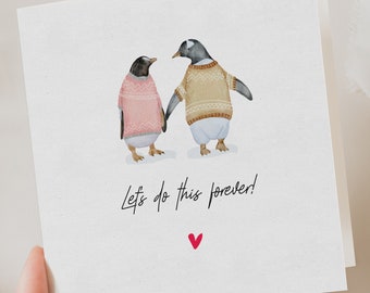 Valentines Card husband, Valentines wife, Anniversary card, Card for Girlfriend, BOYFRIEND, Valentine Card for her, Card for Him, Penguin