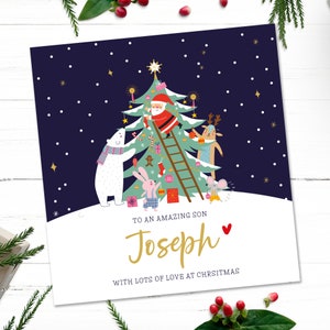Tarjeta de Navidad para niños / Tarjeta de Navidad personalizada para hijo / nieto Tarjeta de Navidad / Tarjeta de Navidad para hijo / Tarjeta de Navidad para niño