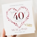 Ruby Wedding Anniversary Card - 40th Wedding Card, Ruby Anniversary - Mum and Dad, Grandparents Friends Anniversary - Congrats 40 Years