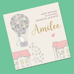Carte d'anniversaire pour fille, personnalisée, joyeux anniversaire à une fille merveilleuse, carte d'anniversaire pour petite-fille, carte pour nièce