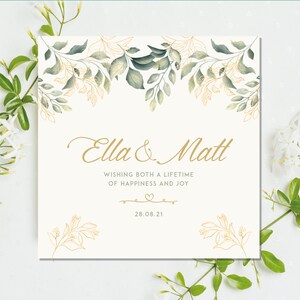 Carte de mariage, Carte de mariage personnalisée, Carte de jeunes mariés, Carte de mariage florale, Carte de mariage de fleurs sauvages