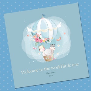 Personalisierte Baby Aquarell Neue Baby karte, hello little one, willkommen auf der Welt Neue Baby Karte