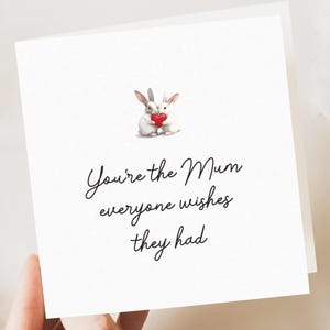 Tarjeta del Día de la Madre con forma de conejito, madrastra, mamá, mamá, de hija, tarjeta floral para mamá, tarjetas lindas y felices del Día de la Madre, regalo personalizado