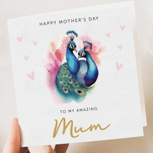 Muttertagskarte | Mutter-Tages-Karte | Muttertagskarte Pfau | Mama Mutter-Tages-Karte | Karte von Tochter | Karte für Nana