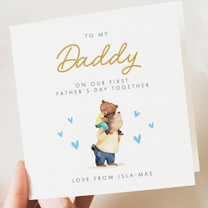 Tarjeta para el primer día del padre como mi papá, tarjeta para el primer día del padre de mi papá, tarjeta personalizada con el nombre de mi bebé, tarjeta linda para el primer día del padre con una jirafa, regalo
