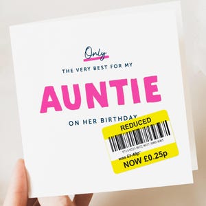 Cartão de aniversário para a tia | Cartão de aniversário engraçado | Cartão engraçado para a tia | Cartão divertido para o dia de aniversário | Presente de aniversário para a tia | Cartão reduzido para a tia