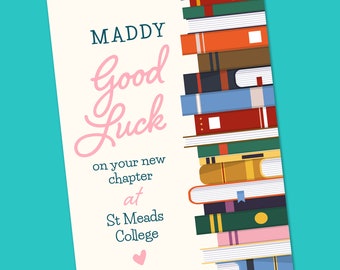 Good luck College Card, Card for Girl, First day at University, Back to School, First day Secondary School, New School Card, good luck