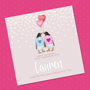 Carte de Saint-Valentin pingouin, carte de Saint-Valentin pour femme, carte de Saint-Valentin pour petite amie, carte de Saint-Valentin pour elle, carte de Saint-Valentin pour femme