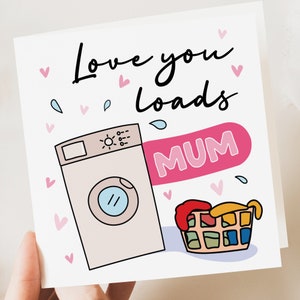 Tarjeta del Día de la Madre, Tarjeta de cumpleaños para mamá, Tarjeta divertida del Día de la Madre, Te amo mucho, lavadora, Mamá divertida, Día de la Madre / Regalo del Día de la Madre