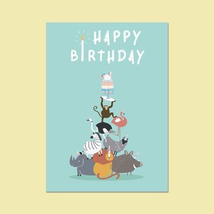 Linda tarjeta de cumpleaños, tarjeta de cumpleaños de animales, tarjeta de cumpleaños para niña, tarjeta de cumpleaños para ella, tarjeta de cumpleaños para niño, tarjeta de cumpleaños para él