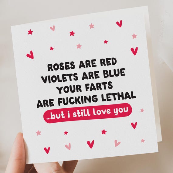 Funny Valentine card Boyfriend, Anniversary card, girlfriend Funny Valentines, Wife, Husband, Fiance, Valentine's card, him, her, Fart card