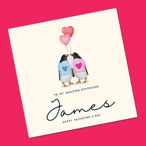 Carte de Saint-Valentin pingouin, carte de Saint-Valentin pour petit ami, carte de Saint-Valentin pour mari, carte de Saint-Valentin pour femme, carte de Saint-Valentin pour lui