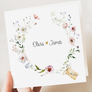 Personalisierte Hochzeit Blumenkarten | Brautpaar Grüße | Jubiläum | Herzlichen Glückwunsch Verlobung Karte | Hochzeits-Geschenk-Karte