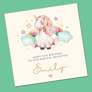 Jedes Alter Einhorn Geburtstagskarte für Tochter, personalisiert, alles Gute zum Geburtstag Einhorn Karte für Tochter, Geburtstagskarte für Enkelin, handgemachte Karte