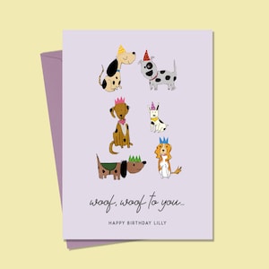 Birthday card with Dogs, Dog greeting card, Birthday card dog happy Birthday, Personalised Dog Birthday card, Personalised Birthday Card