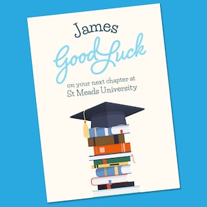 Gepersonaliseerde Universiteitskaart, Eerste dag College Card, voor jongen, terug naar school, eerste dag middelbare school, nieuwe schoolkaart, gelukskaart