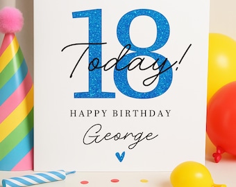 18th birthday card for him, 18th birthday card for son, personalised birthday card for him, 18th Grandson, Nephew, Glitter effect