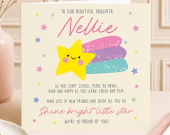 Tarjeta del primer día de clases, Vuelta al cole, Primer día de colegio infantil, Colegio de primaria, Poema personalizado para niñas, Hija, Nieta