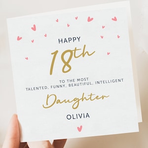 Carte d'anniversaire fille, carte d'anniversaire personnalisée pour fille, carte d'anniversaire pour 18 ans, carte d'anniversaire pour nièce, petite-fille
