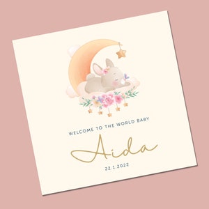 Personalisierte Baby Aquarell Neue Baby karte, hello little one, willkommen auf der Welt Neue Baby Karte