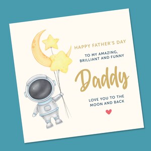 Tarjeta del Día del Padre a papá / Tarjeta del Día del Padre / Regalo del Día del Padre / Tarjeta del Día del Padre / Niños / Tarjeta espacial, papá, hijo, hija